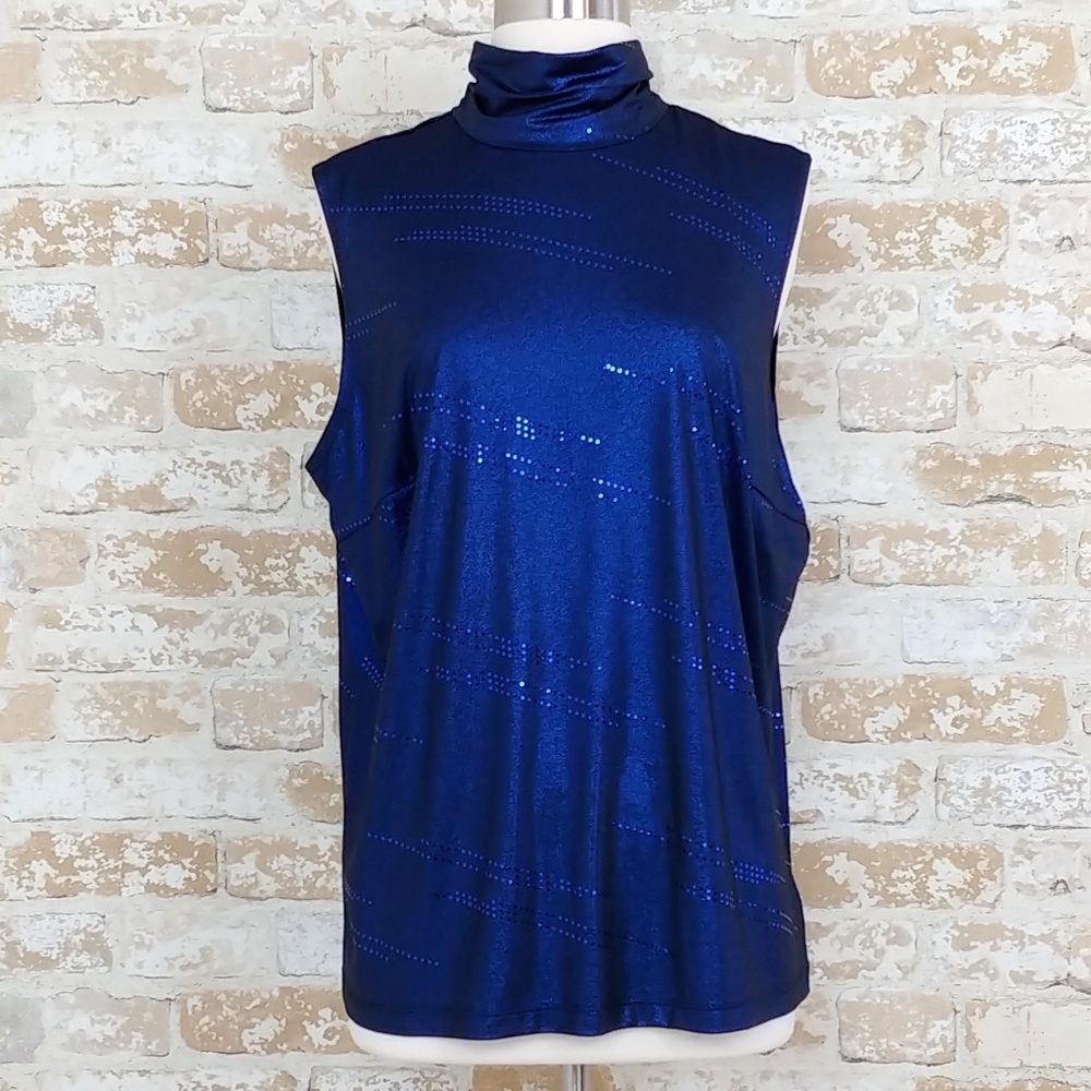 Laura Ashley Sleevesless Turtleneck Sparkly Top